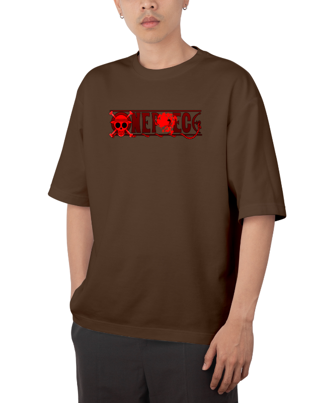 Premium Anime Oversize Drop Shoulder T-Shirt – Red Print & Character Design | by GenGears in Pakistan