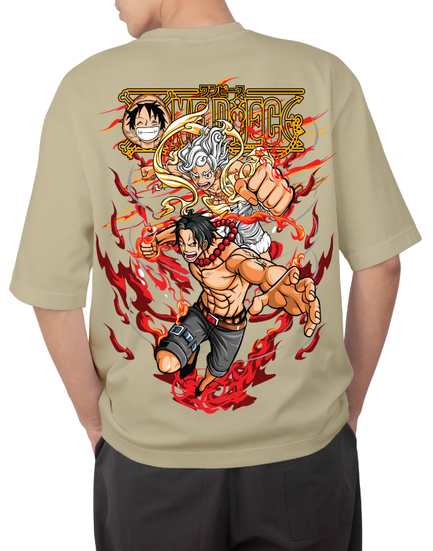 Premium Anime Oversize Drop Shoulder T-Shirt – Red Print & Character Design | by GenGears in Pakistan