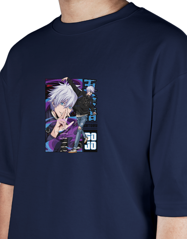 Premium Oversize Drop Shoulder Tee – Anime Gojo Satoru Graphic | by GenGears in Pakistan