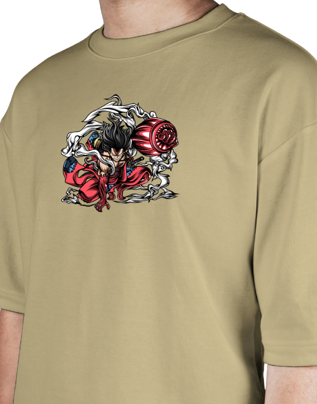 Premium Oversize Drop Shoulder Tee – Japanese Oni Demon & Roses Graphic | by GenGears in Pakistan