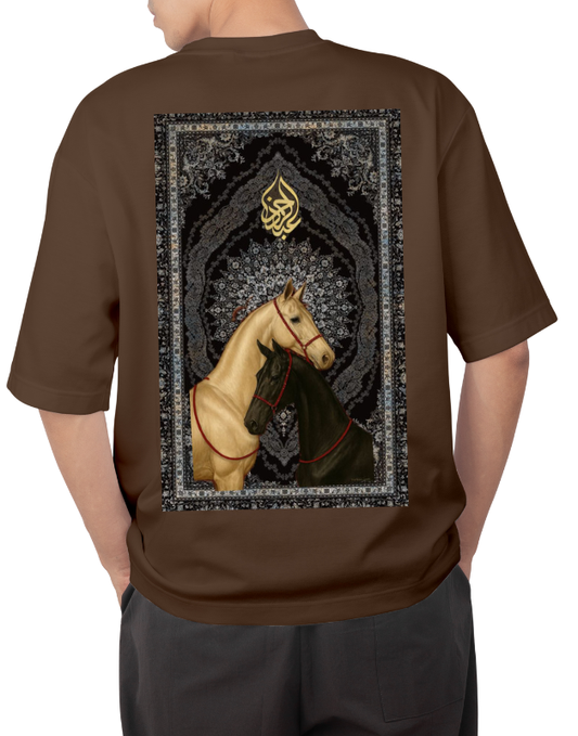 Premium Oversize Drop Shoulder Tee – Golden Warrior Print | by GenGears in Pakistan
