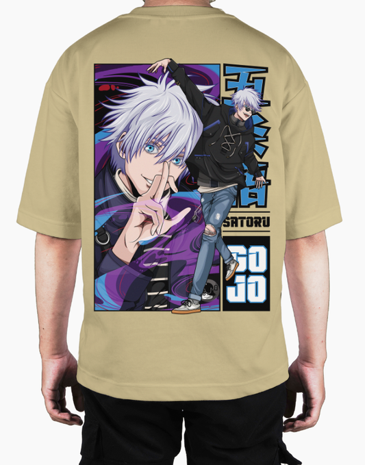 Premium Oversize Drop Shoulder Tee – Anime Gojo Satoru Graphic | by GenGears in Pakistan
