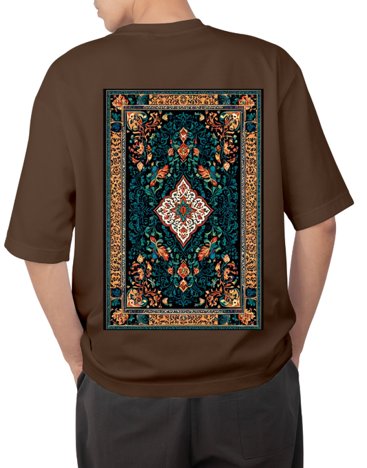Premium Oversize Drop Shoulder Tee – Ethnic Heritage Pattern Print | by GenGears in Pakistan