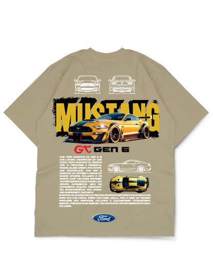 Premium Oversize Drop Shoulder Tee – Mustang Racing Graphic | by GenGears in Pakistan