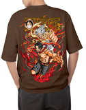 Premium Anime Oversize Drop Shoulder T-Shirt – Red Print & Character Design | by GenGears in Pakistan