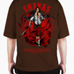 Premium Oversize Drop Shoulder Tee – Samurai Demon & Flames Graphic | by GenGears in Pakistan