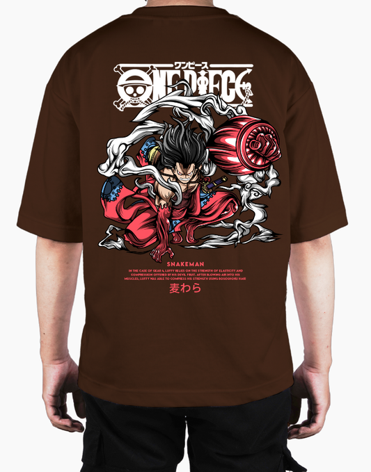 Premium Oversize Drop Shoulder Tee – Japanese Oni Demon & Roses Graphic | by GenGears in Pakistan