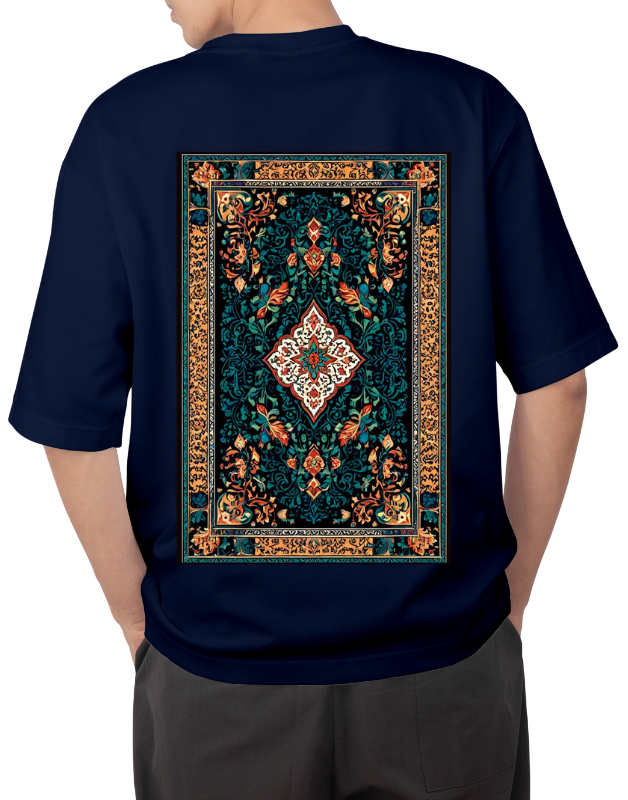Premium Oversize Drop Shoulder Tee – Ethnic Heritage Pattern Print | by GenGears in Pakistan