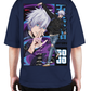 Premium Oversize Drop Shoulder Tee – Anime Gojo Satoru Graphic | by GenGears in Pakistan