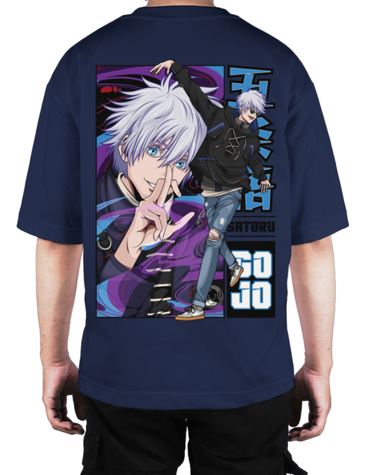 Premium Oversize Drop Shoulder Tee – Anime Gojo Satoru Graphic | by GenGears in Pakistan
