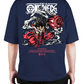 Premium Oversize Drop Shoulder Tee – Japanese Oni Demon & Roses Graphic | by GenGears in Pakistan