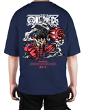 Premium Oversize Drop Shoulder Tee – Japanese Oni Demon & Roses Graphic | by GenGears in Pakistan