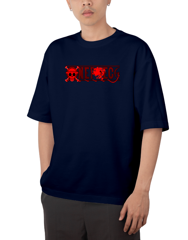 Premium Anime Oversize Drop Shoulder T-Shirt – Red Print & Character Design | by GenGears in Pakistan