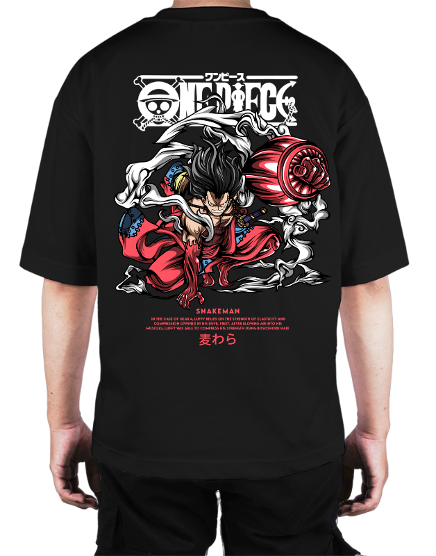 Premium Oversize Drop Shoulder Tee – Japanese Oni Demon & Roses Graphic | by GenGears in Pakistan