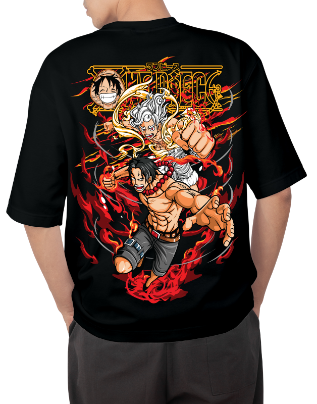 Premium Anime Oversize Drop Shoulder T-Shirt – Red Print & Character Design | by GenGears in Pakistan