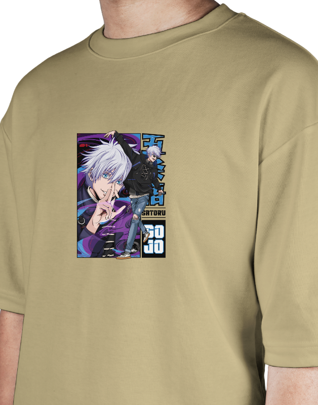 Premium Oversize Drop Shoulder Tee – Anime Gojo Satoru Graphic | by GenGears in Pakistan