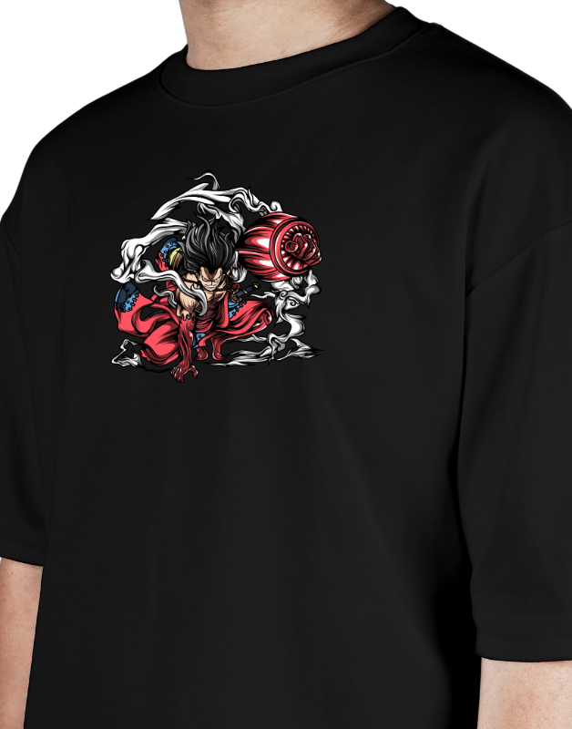Premium Oversize Drop Shoulder Tee – Japanese Oni Demon & Roses Graphic | by GenGears in Pakistan
