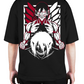 Premium Oversize Drop Shoulder Tee – White & Red Anime Character Graphic | by GenGears in Pakistan