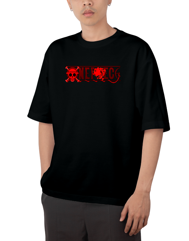 Premium Anime Oversize Drop Shoulder T-Shirt – Red Print & Character Design | by GenGears in Pakistan