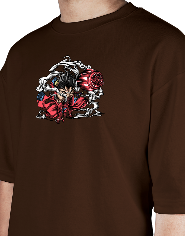 Premium Oversize Drop Shoulder Tee – Japanese Oni Demon & Roses Graphic | by GenGears in Pakistan