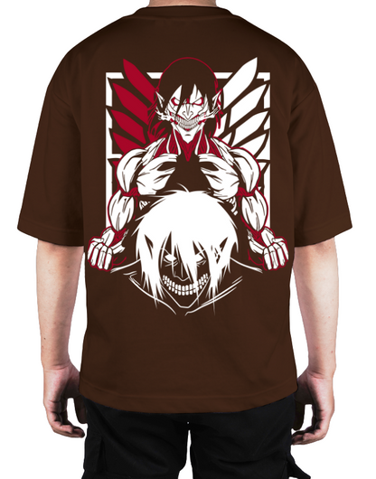 Premium Oversize Drop Shoulder Tee – White & Red Anime Character Graphic | by GenGears in Pakistan