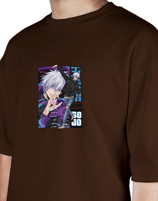 Premium Oversize Drop Shoulder Tee – Anime Gojo Satoru Graphic | by GenGears in Pakistan