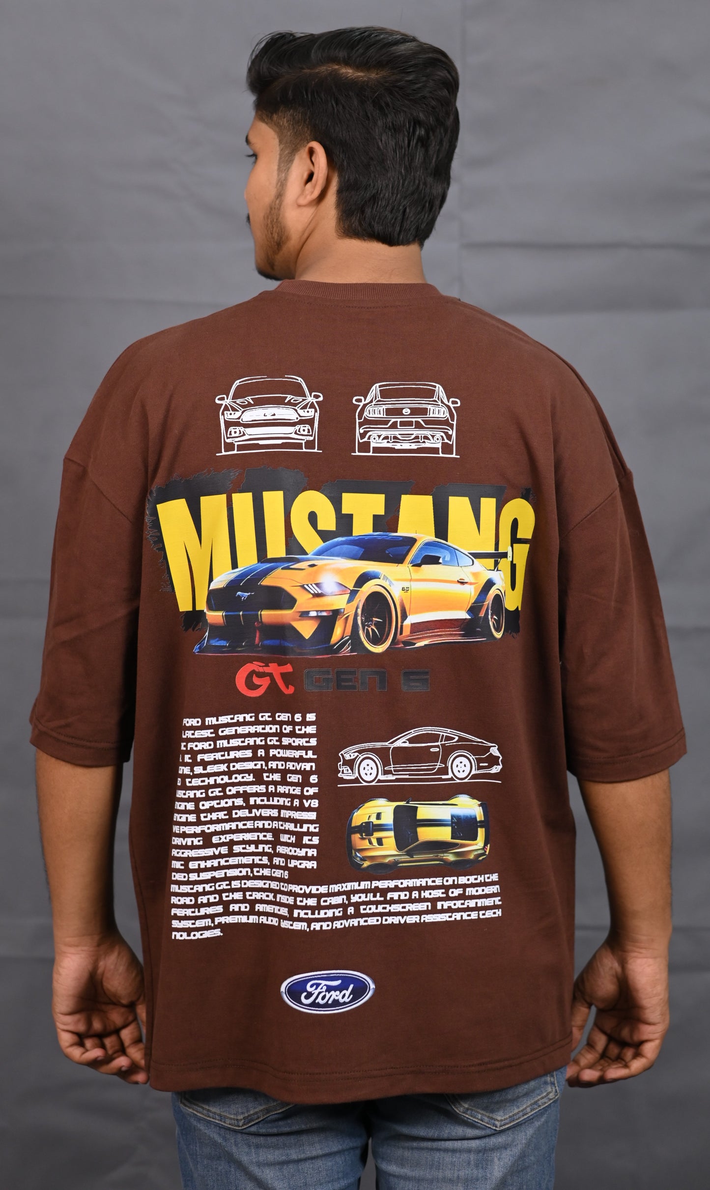 Premium Oversize Drop Shoulder Tee – Mustang Racing Graphic | by GenGears in Pakistan