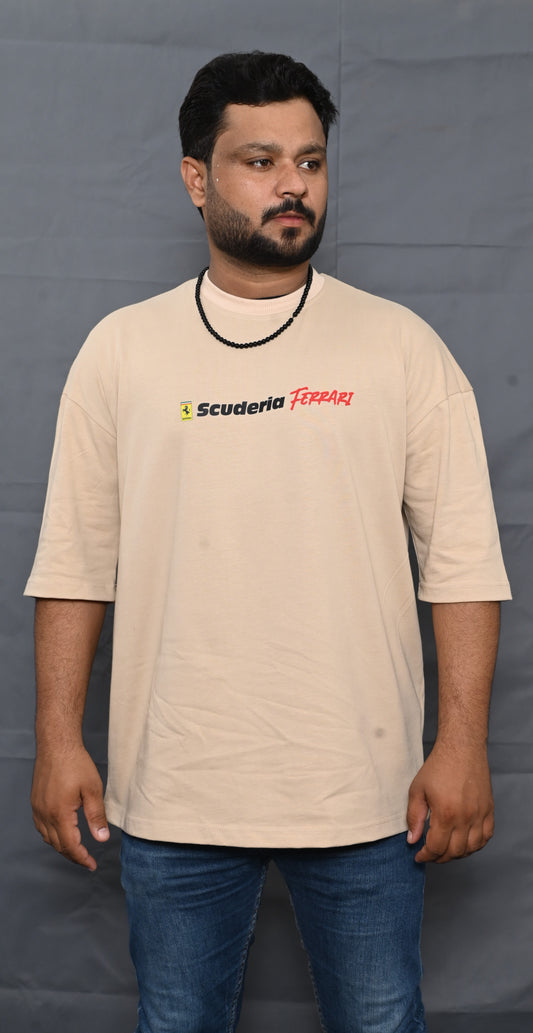 Premium Oversize Drop Shoulder Tee – Ferrari Racing Graphic | by GenGears in Pakistan