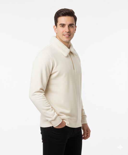 Men’s Premium Winter Sweatshirt with Fur Collar – Elegant Studio Edition