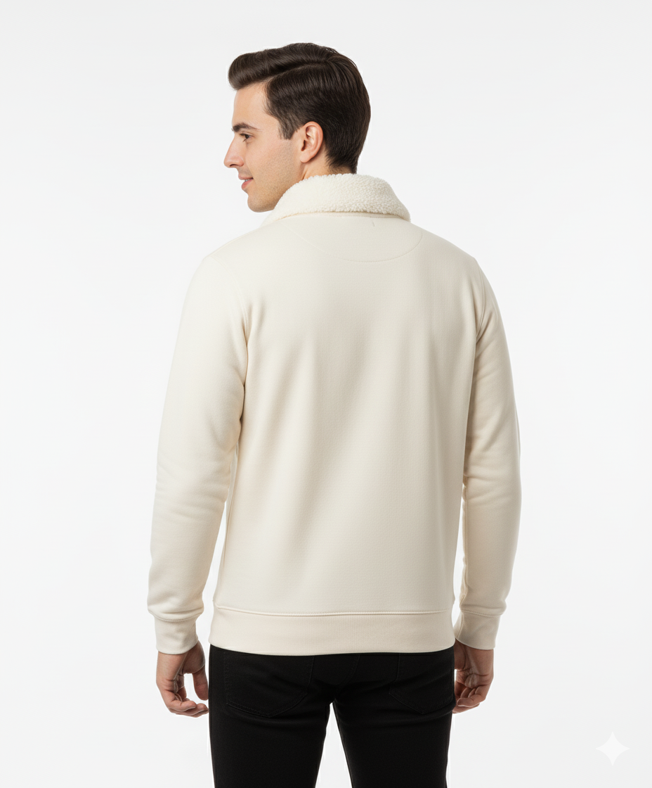 Men’s Premium Winter Sweatshirt with Fur Collar – Elegant Studio Edition