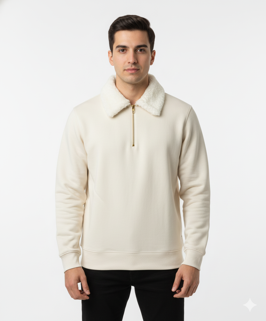 Men’s Premium Winter Sweatshirt with Fur Collar – Elegant Studio Edition