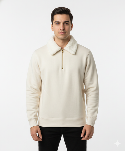 Men’s Premium Winter Sweatshirt with Fur Collar – Elegant Studio Edition