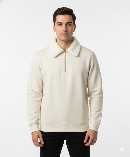 Men’s Premium Winter Sweatshirt with Fur Collar – Elegant Studio Edition